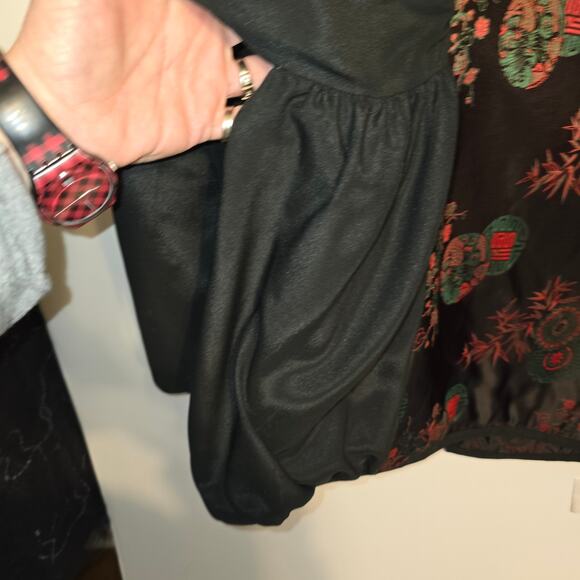 Susan Bradley Open Jacket Asian Embroidered Quilted Reversible Balloon Sleeve OS - Picture 7 of 13